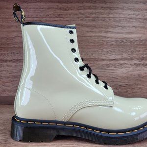 Dr. Martens 1460 Patent Leather Pastel Yellow Lace Up Boots Women's Size 10